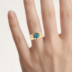 Blue Diamond Ring 0.96 Carats Gold Plated Silver