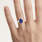 Blue Sapphire Ring With Diamonds 4.1 Carats 18K Yellow Gold