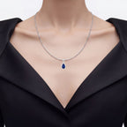 Blue Sapphire Pendant With Diamonds 2.96 Carats 18K White Gold