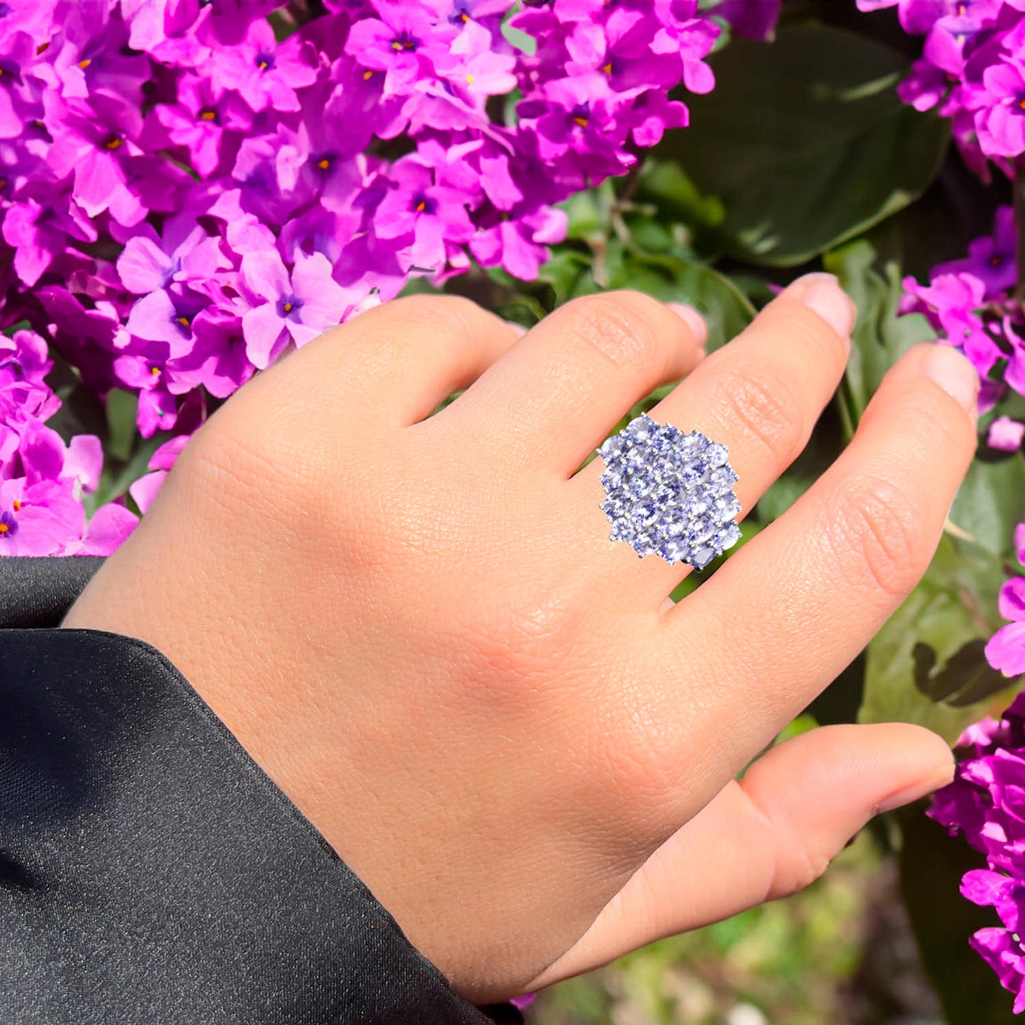 Natural Tanzanite Ring 3.77 Carats Sterling Silver