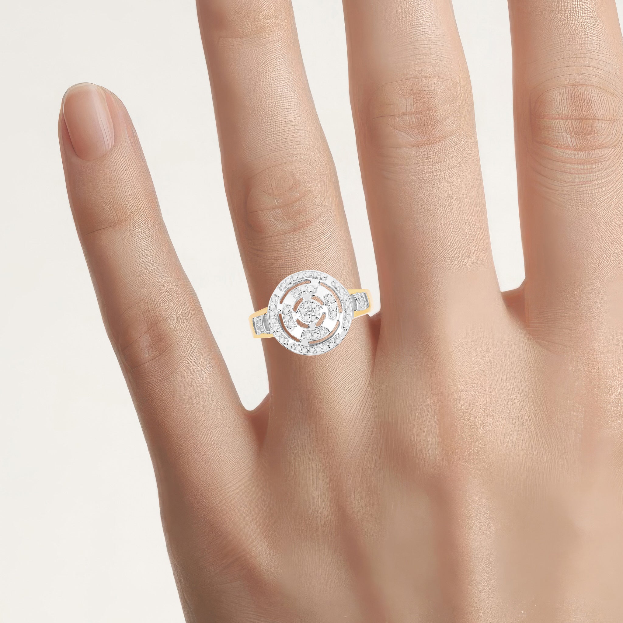 Diamond Ring 0.2 Carats Gold Plated Silver