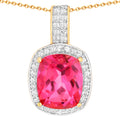 Pink Topaz Pendant White Topaz Setting 6.85 Carats 18K Yellow Gold Plated Silver
