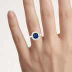 Blue Sapphire Ring With Diamonds 2.56 Carats 18K White Gold