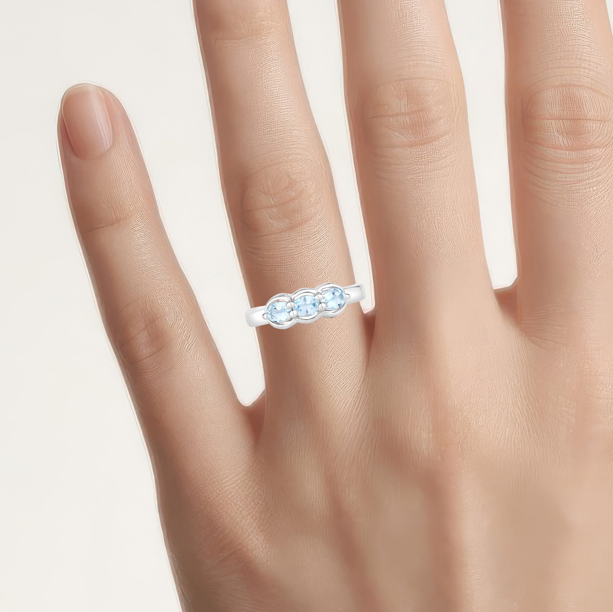 Blue Topaz Ring 0.56 Carats Sterling Silver