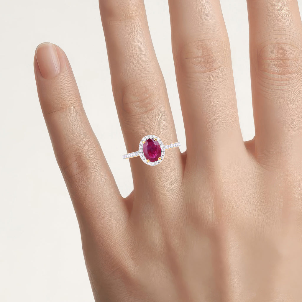 Ruby Ring With Diamonds 1.7 Carats 14K Yellow Gold