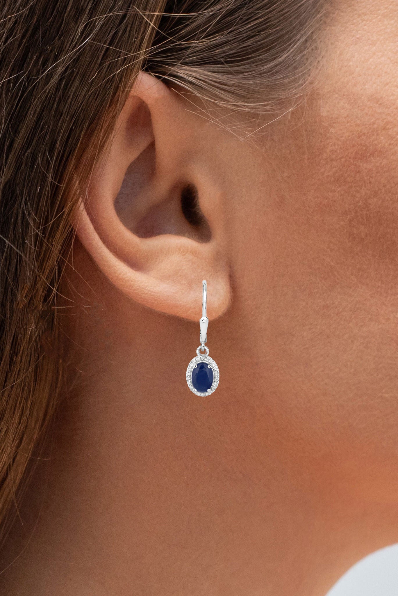 Natural Sapphire Earrings With White Topaz 2.18 Carats Sterling Silver