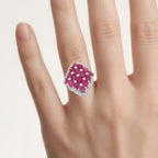 Ruby Ring With White Zircon 3.76 Carats Sterling Silver
