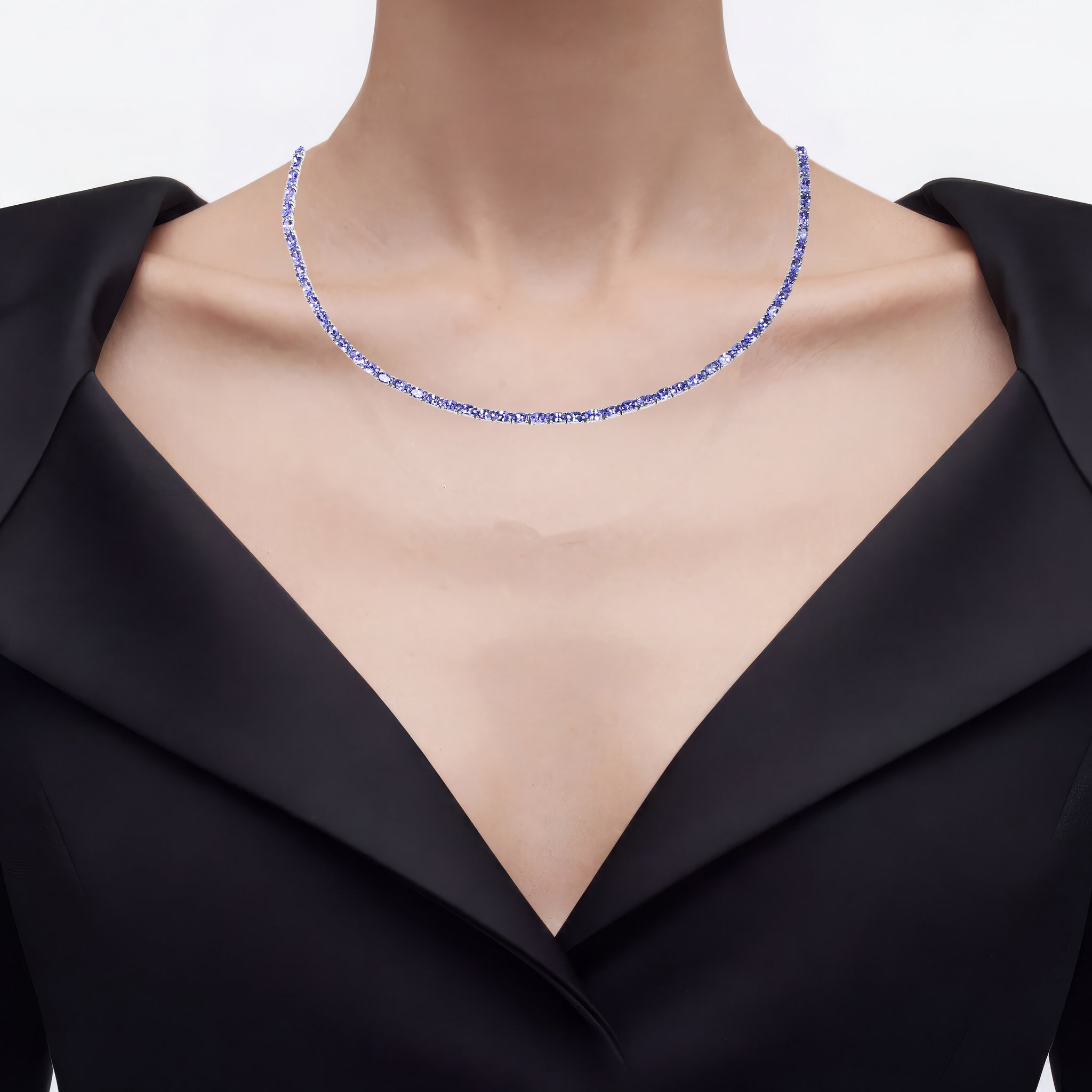 Tanzanite Necklace 21.4 Carats Sterling Silver