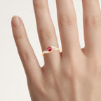 Ruby Ring With Diamonds 0.58 Carats 14K Yellow Gold