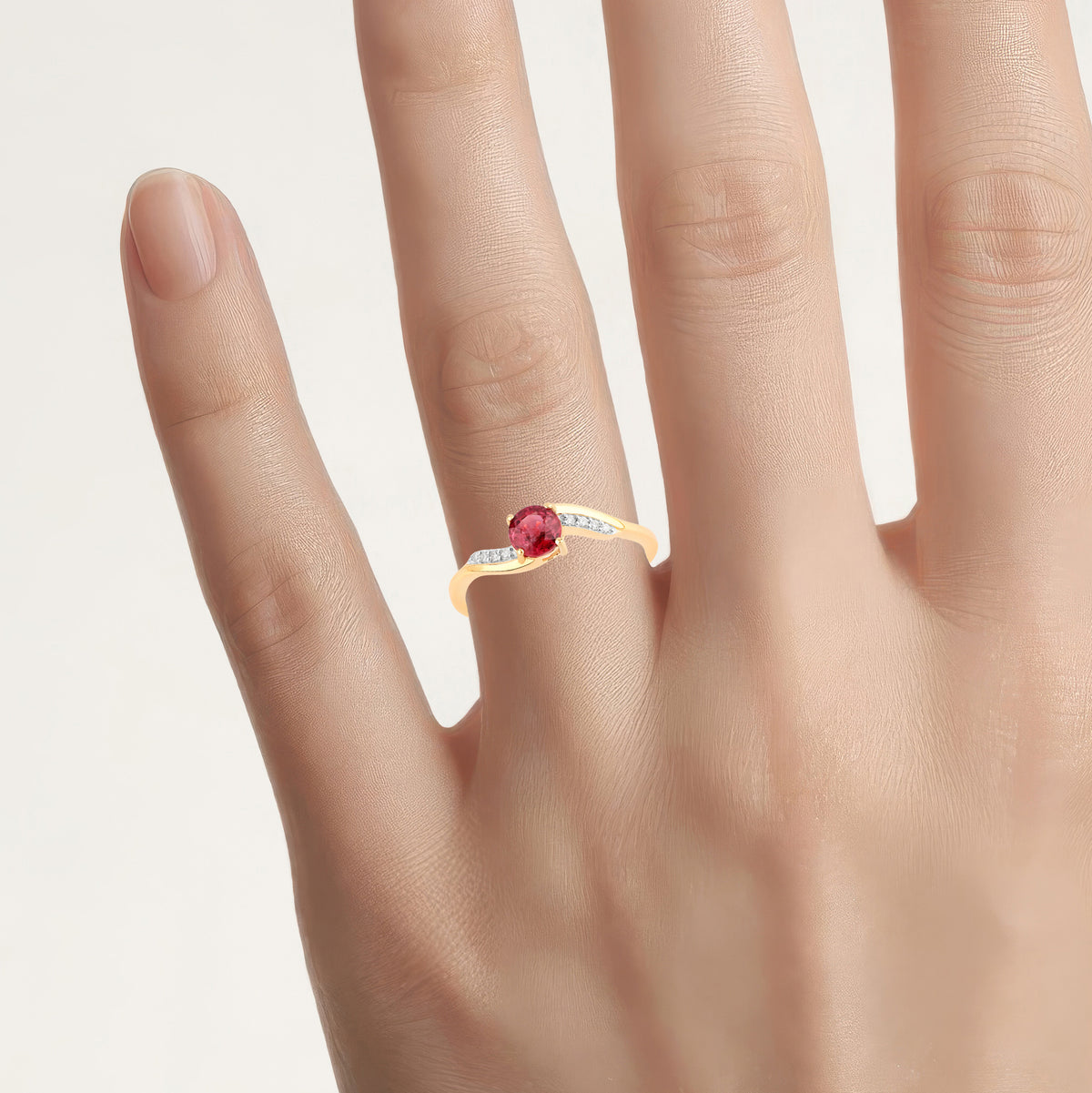 Ruby Ring With Diamonds 0.58 Carats 14K Yellow Gold