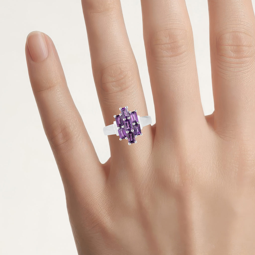 Amethyst Ring 2.78 Carats Sterling Silver