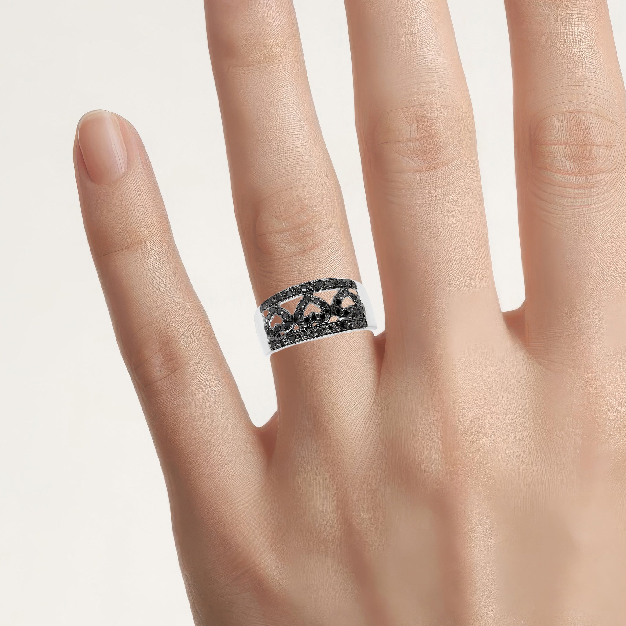 Black Diamond Ring 0.3 Carats Sterling Silver