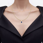 Blue Sapphire Pendant With Diamonds 1.68 Carats 14K Yellow Gold