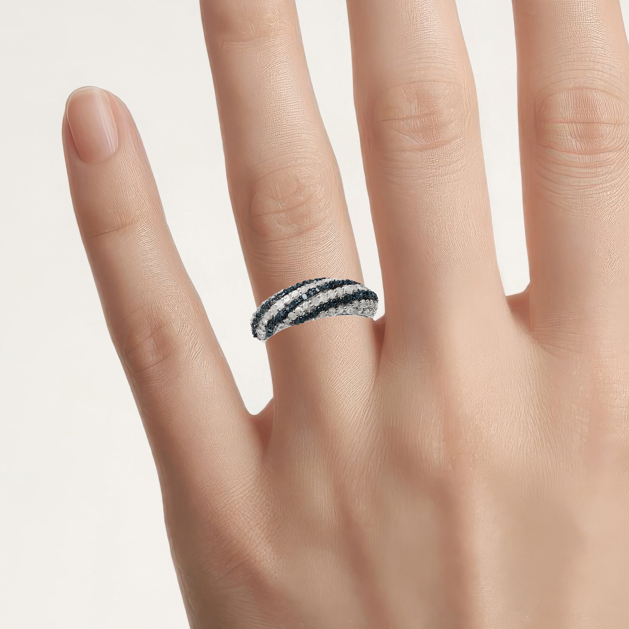 Multicolor Diamond Ring 1.22 Carats Sterling Silver