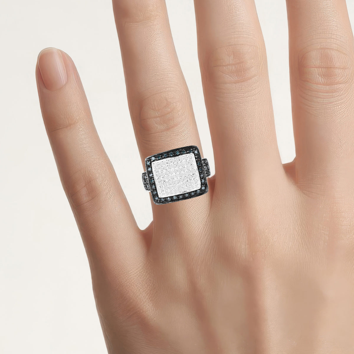 Multicolor Diamond Ring 0.6 Carats Sterling Silver