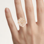 Morganite Flower Ring 4.24 Carats Gold Plated Silver