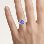 Tanzanite Ring With Diamonds 2.8 Carats 14K White Gold