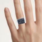 Blue Sapphire Ring With Diamonds 3.49 Carats Sterling Silver