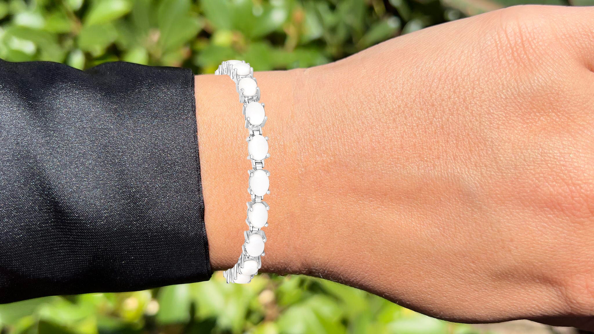 Opal Tennis Bracelet 10.2 Carats Sterling Silver
