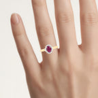 Ruby Ring With Diamonds 0.98 Carats 10K Yellow Gold