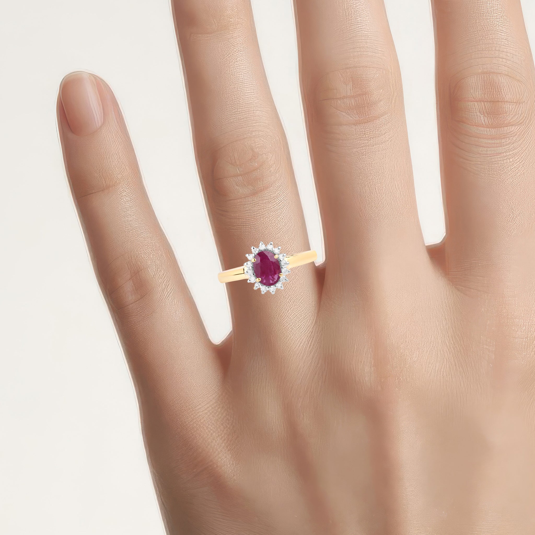 Ruby Ring With Diamonds 0.98 Carats 10K Yellow Gold