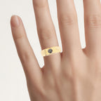 Black Diamond Ring 0.24 Carats Gold Plated Silver