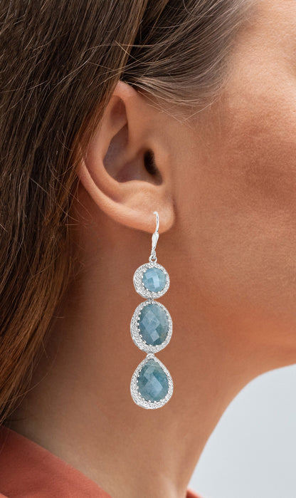 Aquamarine Earrings 23.9 Carats Sterling Silver
