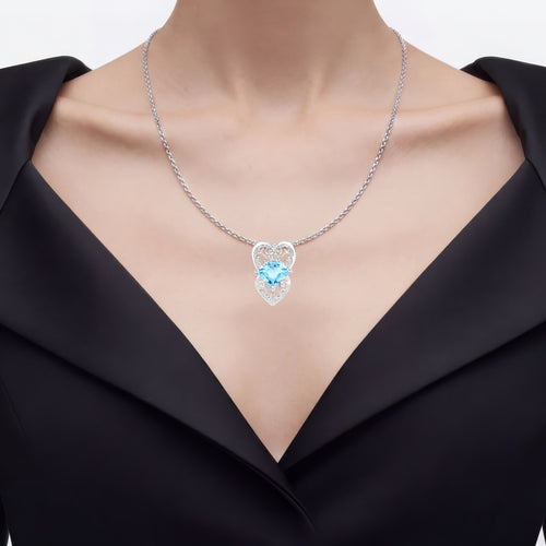 Swiss Blue Topaz Pendant 4.64 Carats Sterling Silver