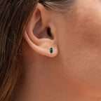 Blue Sapphire Stud Earrings 0.78 Carats 14K Yellow Gold