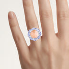 Peach Moonstone Ring With Tanzanite 7.16 Carats Sterling Silver