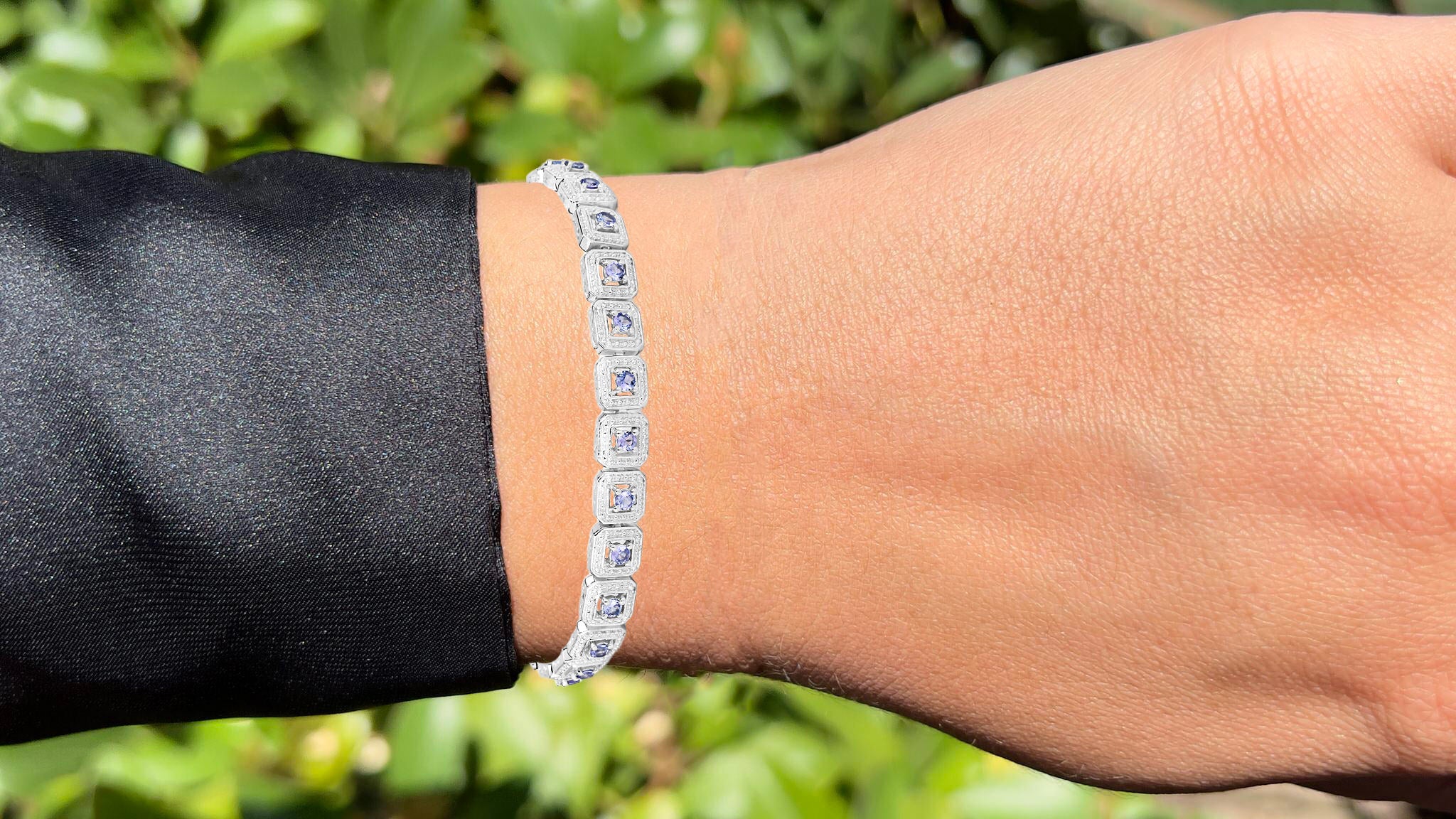 Tanzanite Tennis Bracelet 2.38 Carats Sterling Silver