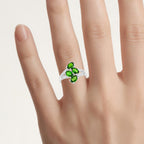 Chrome Diopside Ring With White Zircon 1.82 Carats Sterling Silver