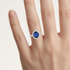 Blue Sapphire Ring With Diamonds 3.06 Carats 18K White Gold