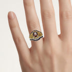 Smoky Quartz Ring With Citrine 2.52 Carats Sterling Silver