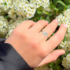 Natural Blue Zircon Ring With White Topaz 1.24 Carats Gold Plated Silver