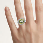 Green Amethyst Ring With White Topaz 4.15 Carats Sterling Silver
