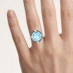 Swiss Blue Topaz Ring With Blue Diamond 0.54 Carats Sterling Silver