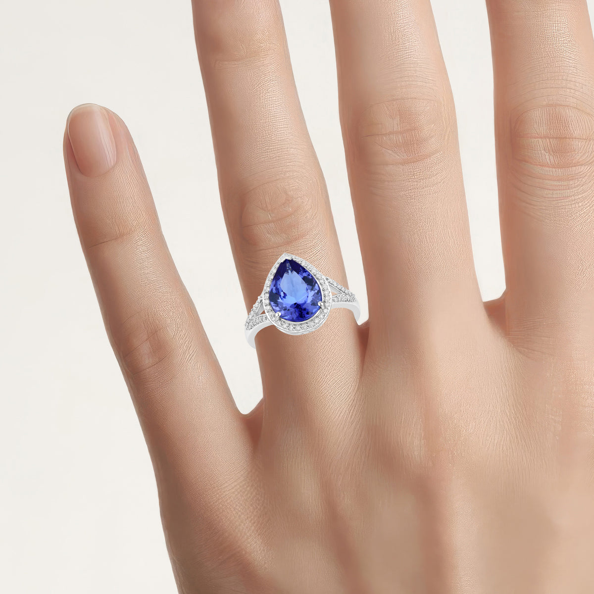 Tanzanite Ring With Diamonds 2.86 Carats 14K White Gold