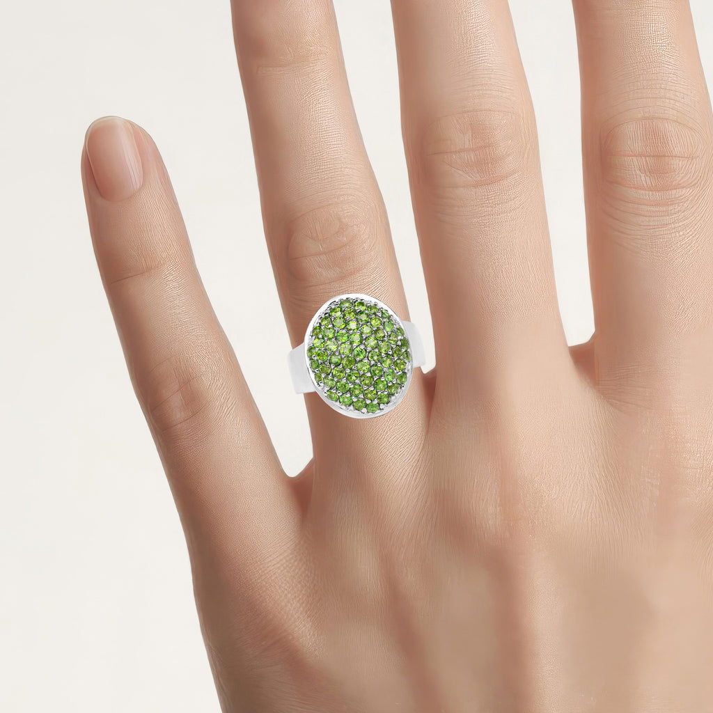 Chrome Diopside Dome Ring 2.16 Carats Sterling Silver