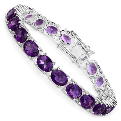 Amethyst Tennis Bracelet 23.10 Carats Rhodium Plated Sterling Silver