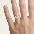 Green Sapphire Ring 1.24 Carats Gold Plated Silver