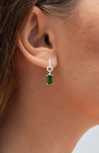 Green Tourmaline Dangle Earrings Diamonds 2.26 Carats 14K White Gold