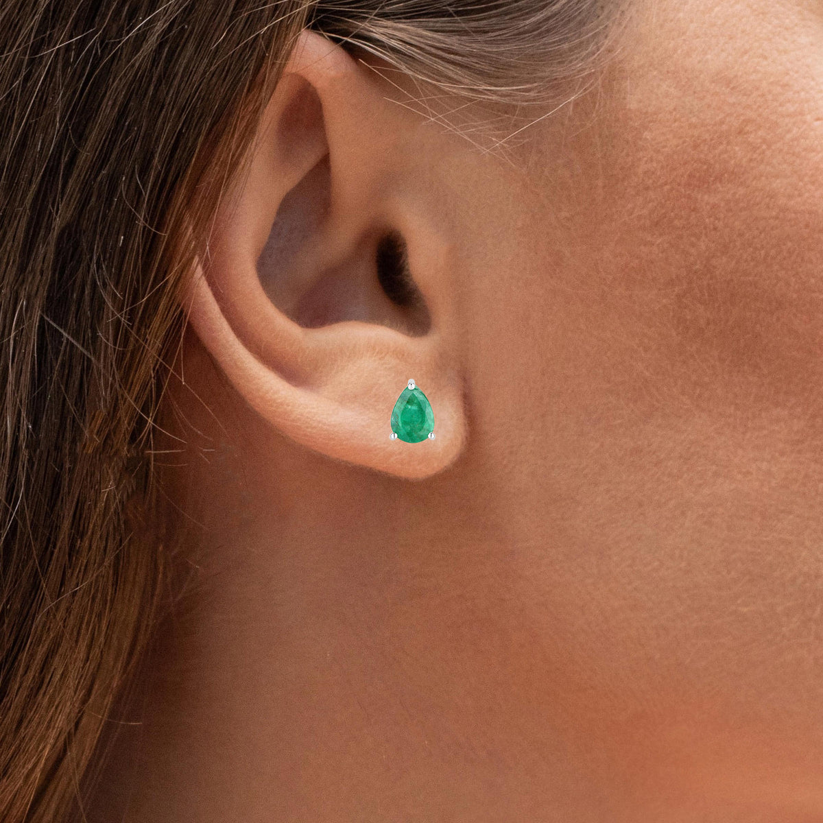 Zambian Emerald Stud Earrings 0.68 Carats 10K White Gold