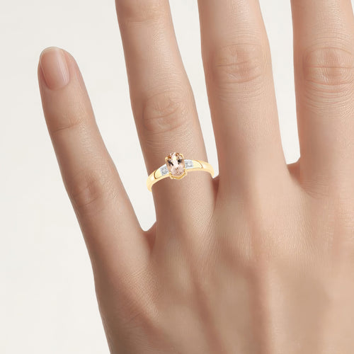 Morganite Ring With Diamonds 0.7 Carats 14K Yellow Gold