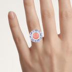 Peach Moonstone Ring With Tanzanite 4.46 Carats Sterling Silver