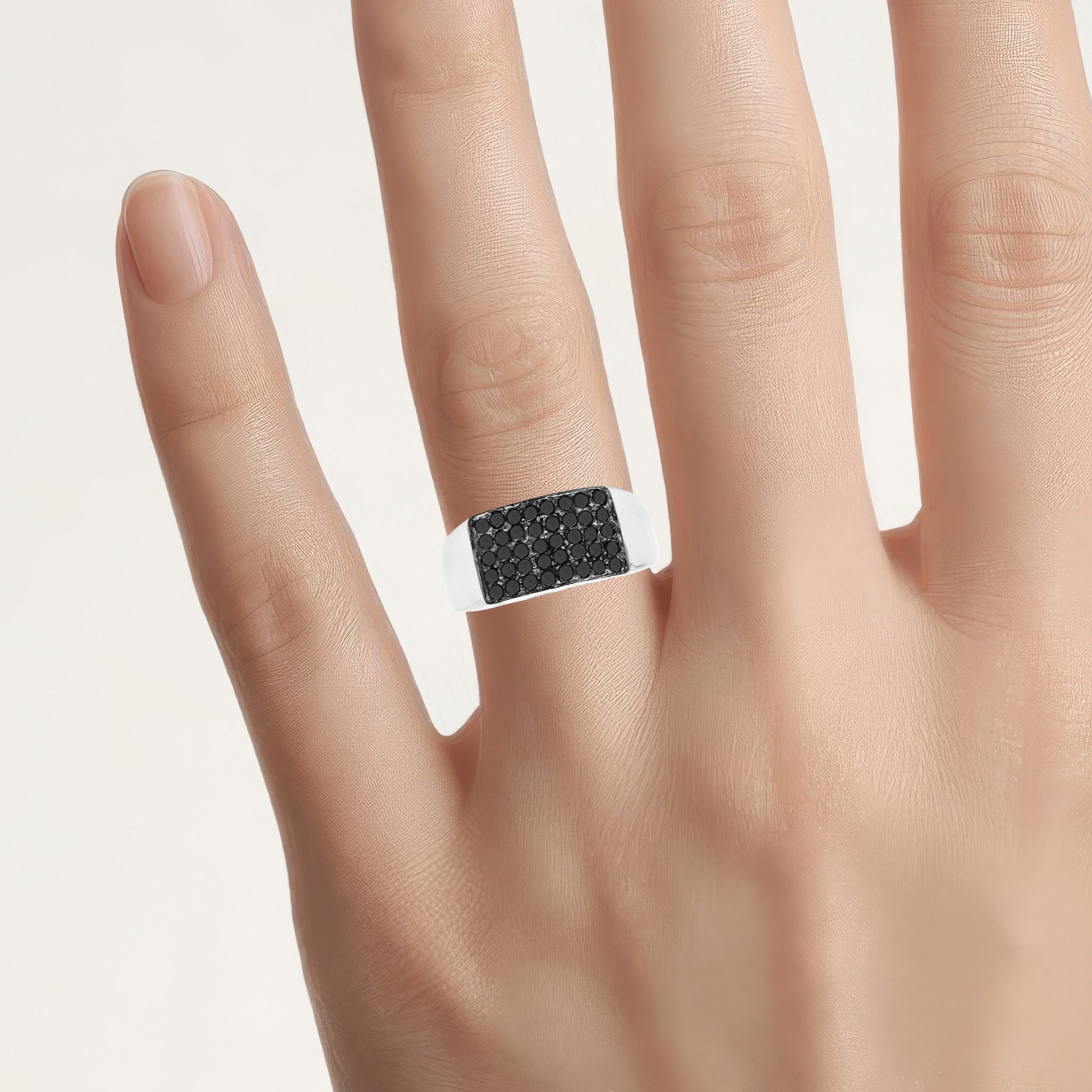 Black Diamond Ring 0.42 Carats Sterling Silver