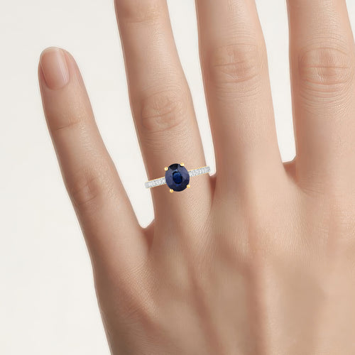 Blue Sapphire Ring With Diamonds 2.16 Carats 18K Yellow Gold