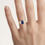 Blue Sapphire Ring With Diamonds 2.1 Carats 18K Yellow Gold