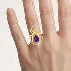 Amethyst Spider Ring 2.98 Carats Gold Plated Silver