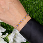 Tanzanite Tennis Bracelet 4.5 Carats 14K Yellow Gold Plated Silver